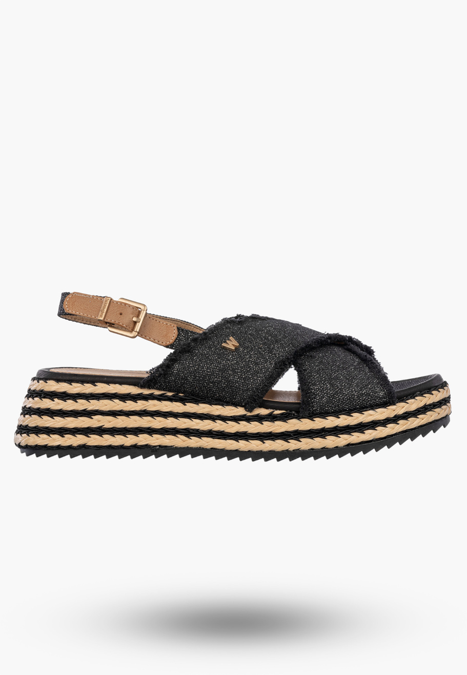 Sandały Damskie Wrangler Na Platformie Buty Materiałowe Niskie Grafitowe KIM TEX CROSS