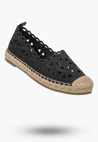 Espadryle Damskie Ażurowe Buty Letnie Wsuwane Plecione Czarne