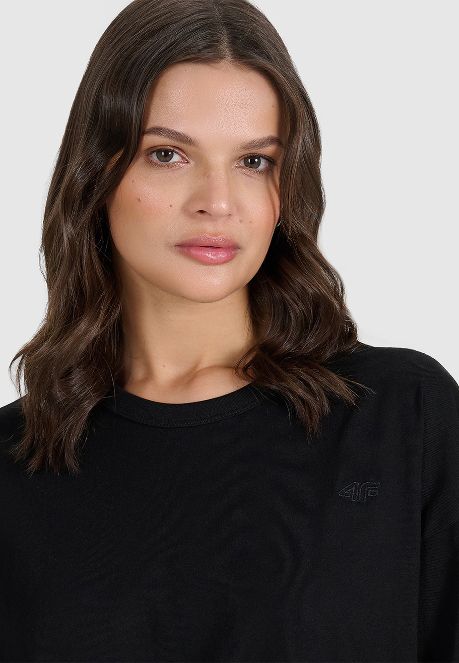 T-Shirt Uniseks 4F Oversize Koszulka z krótkim rękawem Czarna 4FWSS25TTSHU1972