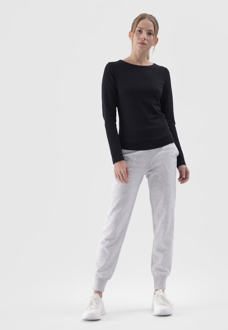 Longsleeve Damski 4F Slim Gładki Koszulka z Długim Rękawem Czarna 4FWMM00TLONF376