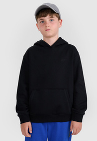 Bluza Chłopięca 4F Czarna Z Kapturem OVERSIZE 4FJWMM00TSWSM1860