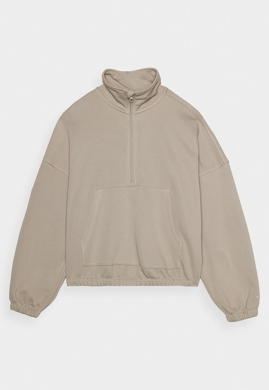 Bluza Dresowa Damska 4F Bez Kaptura Ze Stójką Beżowa 4FRAW24TSWSF1824