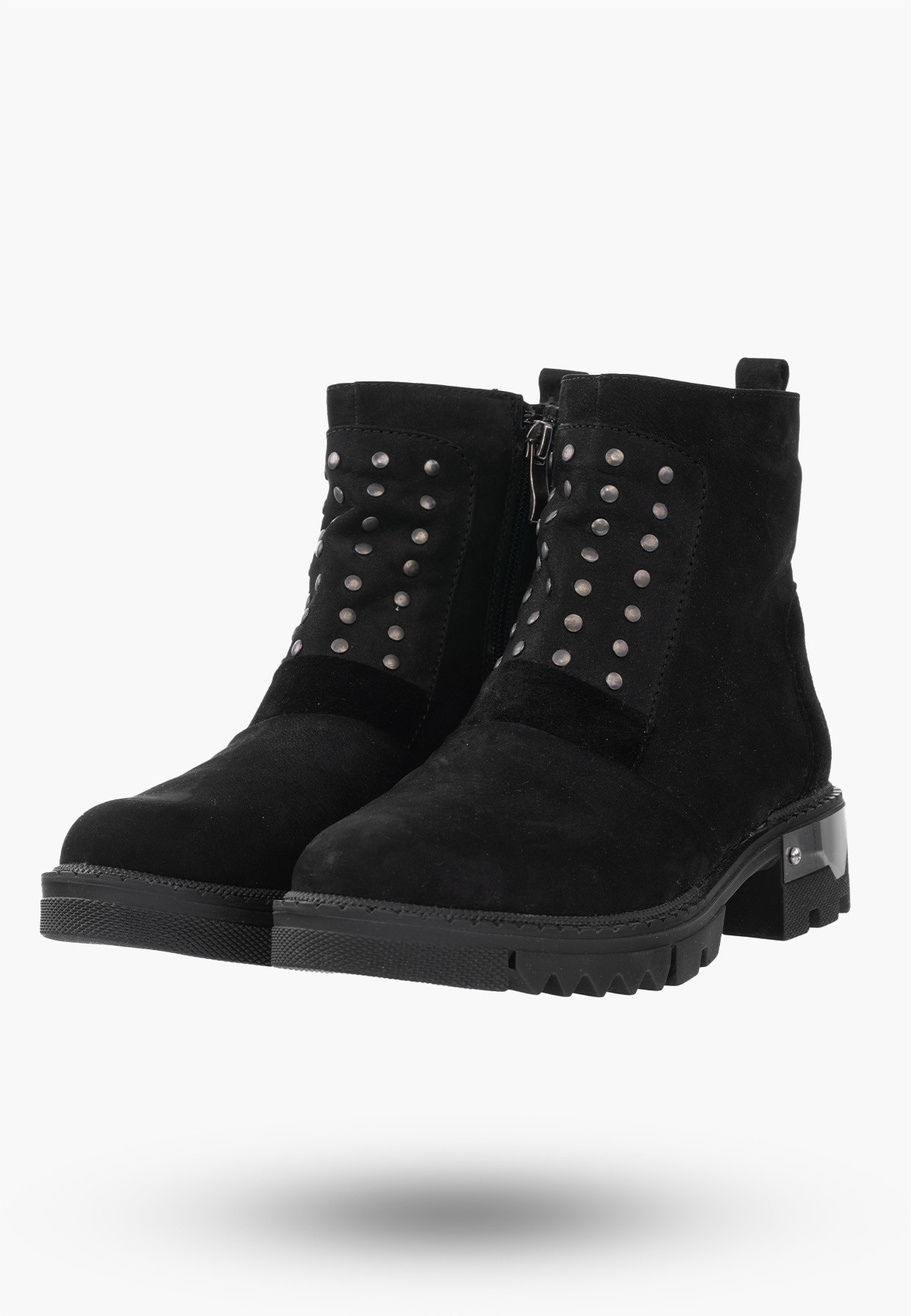 Buty Damskie Botki Trzewiki Czarne Ze Skóry Naturalnej Na Zimę 4044-001-01-5