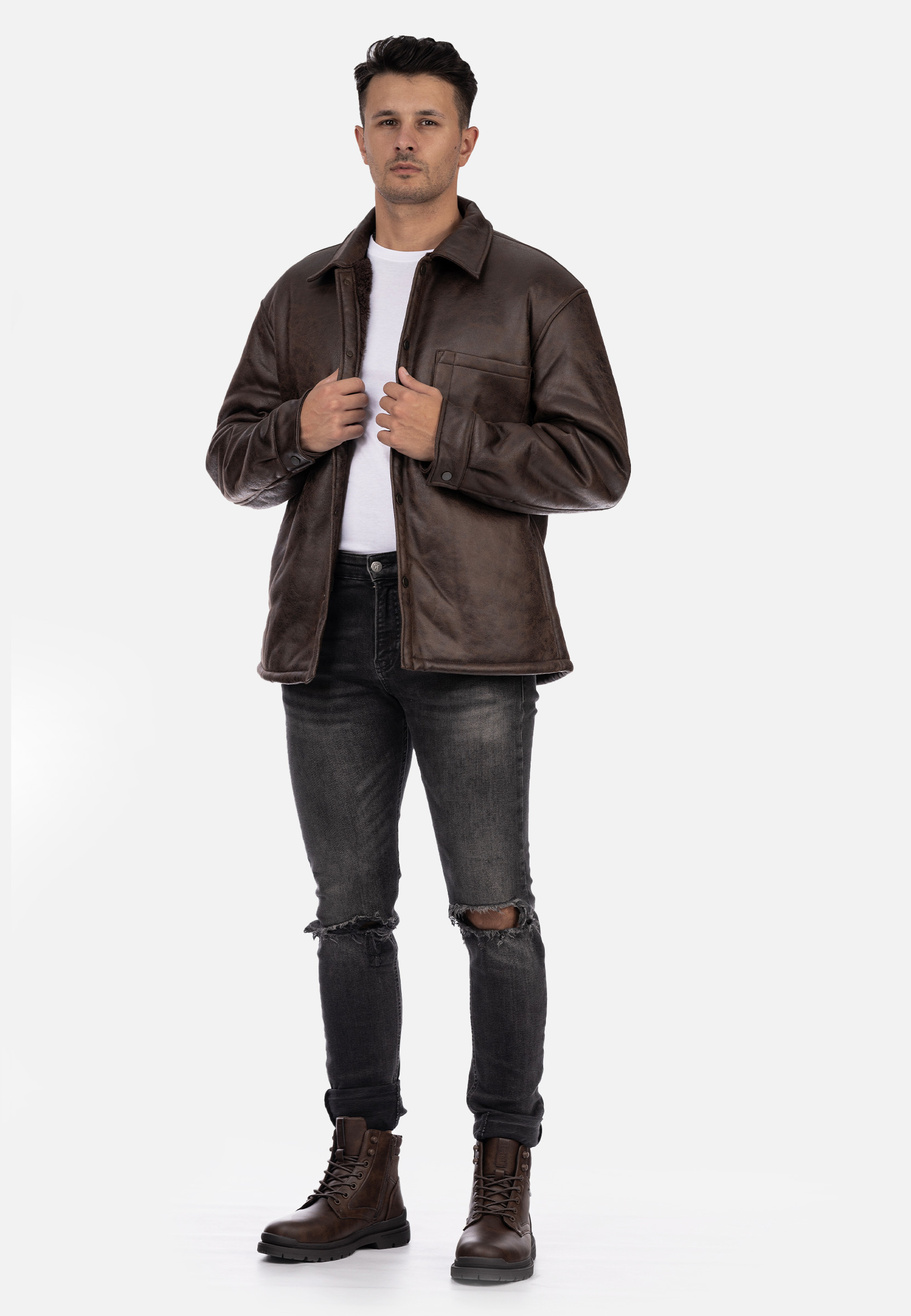 Kurtka Męska Overshirt Ocieplana Przejściowa Brązowa ZARA 0993/407/700