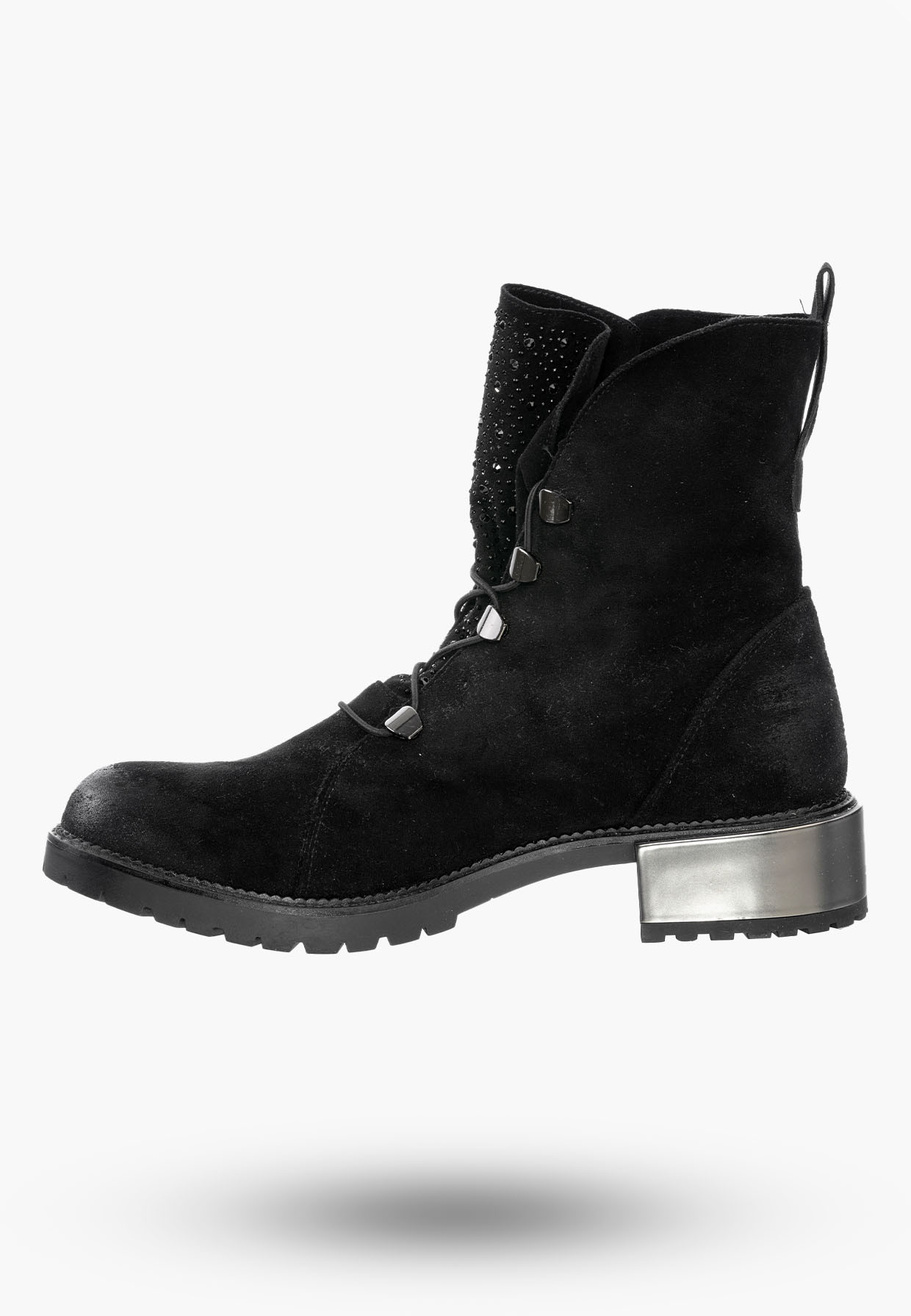 Buty Damskie Trapery Czarne z Ekoskóry Na Zimę GD-LJ-202