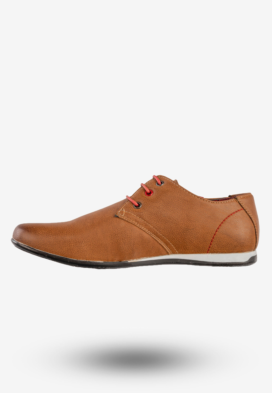 Półbuty Wizytowe Męskie Ekoskóra Buty Eleganckie Brązowe Rolan 987-37