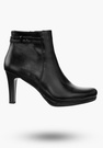 Buty Damskie Botki Ekoskóra Czarne Ocieplane Na Obcasie Eleganckie Na Zimę AF25-71