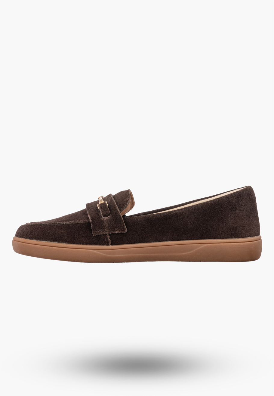 Mokasyny Damskie Skórzane Buty Wsuwane Zamszowe Casual Brązowe POTOCKI