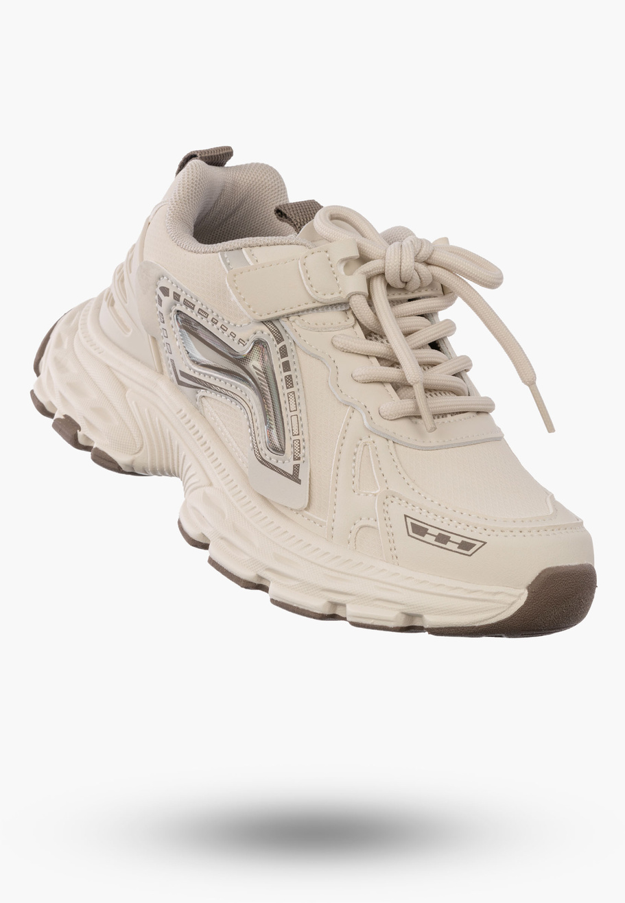 Sneakersy Dziecięce APAWWA Buty Sportowe Na Rzepy Modne Beżowe