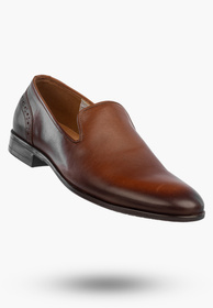Półbuty Wizytowe Męskie Skórzane Wsuwane Buty Eleganckie Brązowe Lavaggio