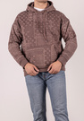 Bluza męska oversize ocieplana z kapturem paisley brązowa