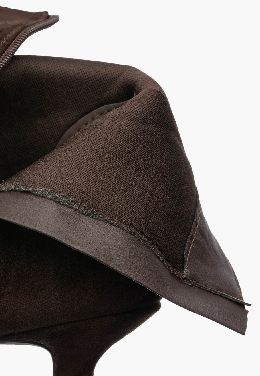 Botki Damskie Zamszowe Ekoskóra Buty Na Zamek Eleganckie Brązowe