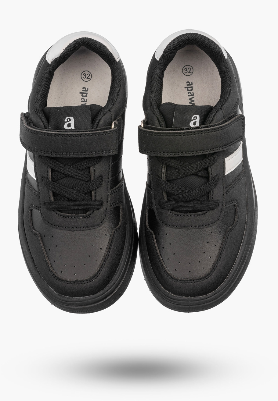Sneakersy Dziecięce Ekoskóra APAWWA Buty Sportowe Na Rzep Czarne