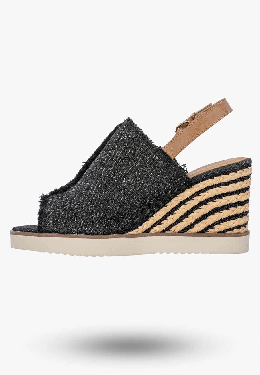 Sandały Damskie Wrangler Na Koturnie Buty Materiałowe Espadryle Grafitowe Mailorca Sabot