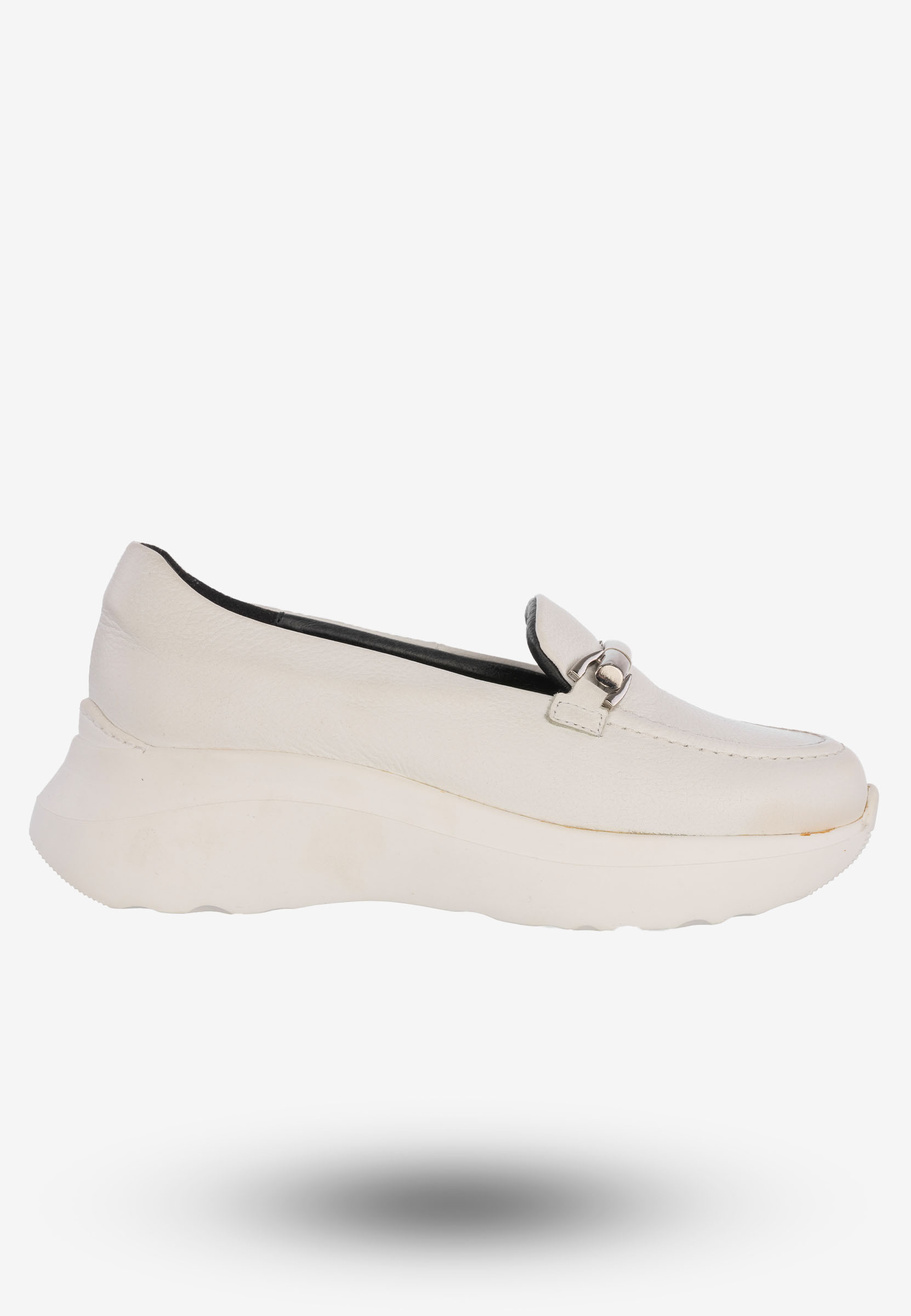 Buty Damskie Półbuty Skórzane Na Wiosnę Lato Białe Eleganckie 3374/010-P