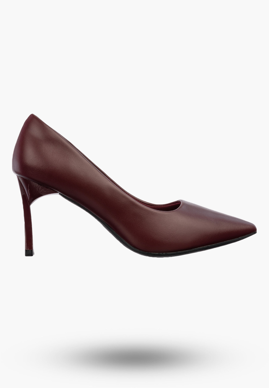 Szpilki Damskie Ekoskóra Eleganckie Buty Na Obcasie Klasyczne Bordowe