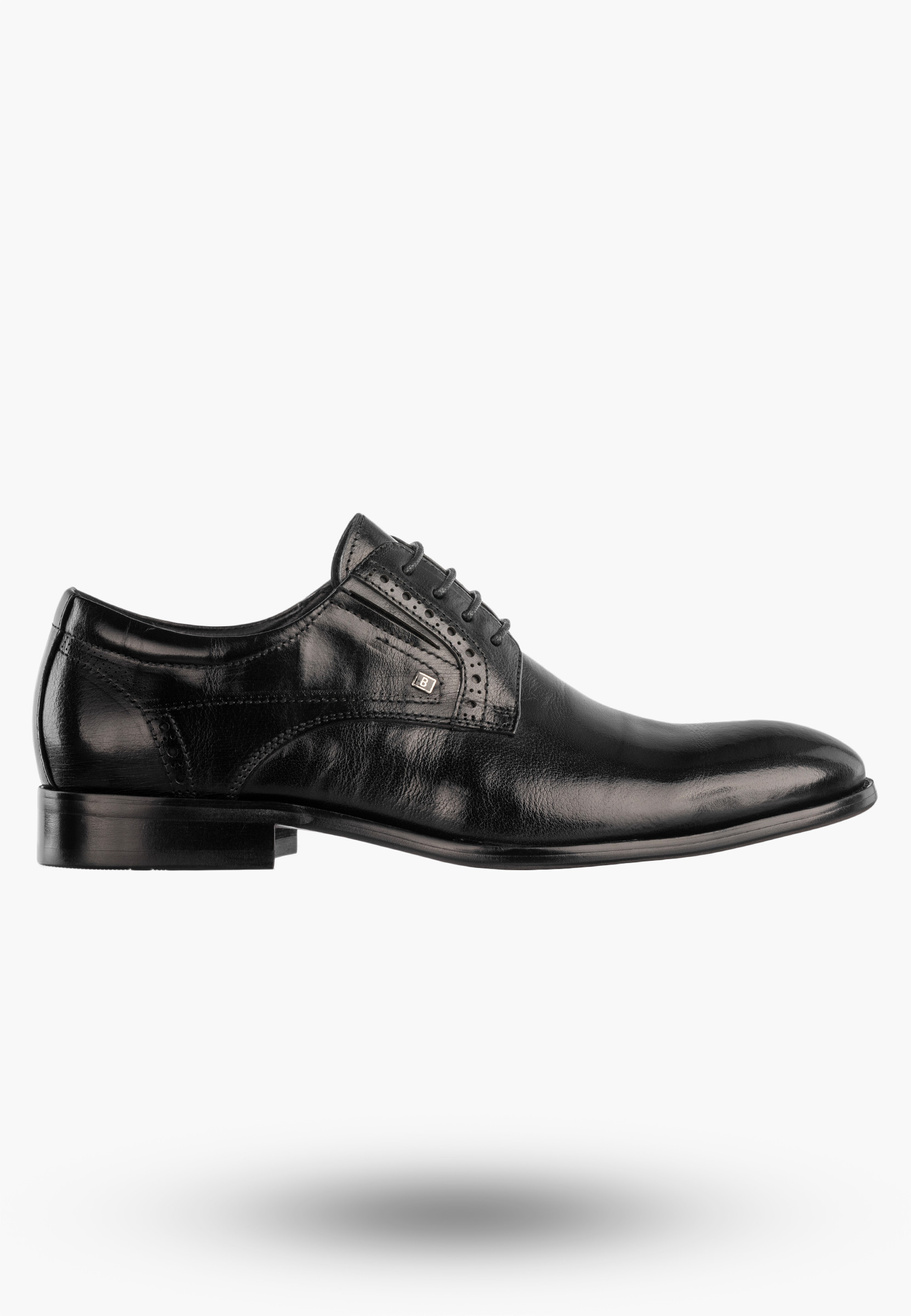 Buty Męskie JOHN DOUBARE Skórzane Półbuty Wizytowe Czarne D788-159-5