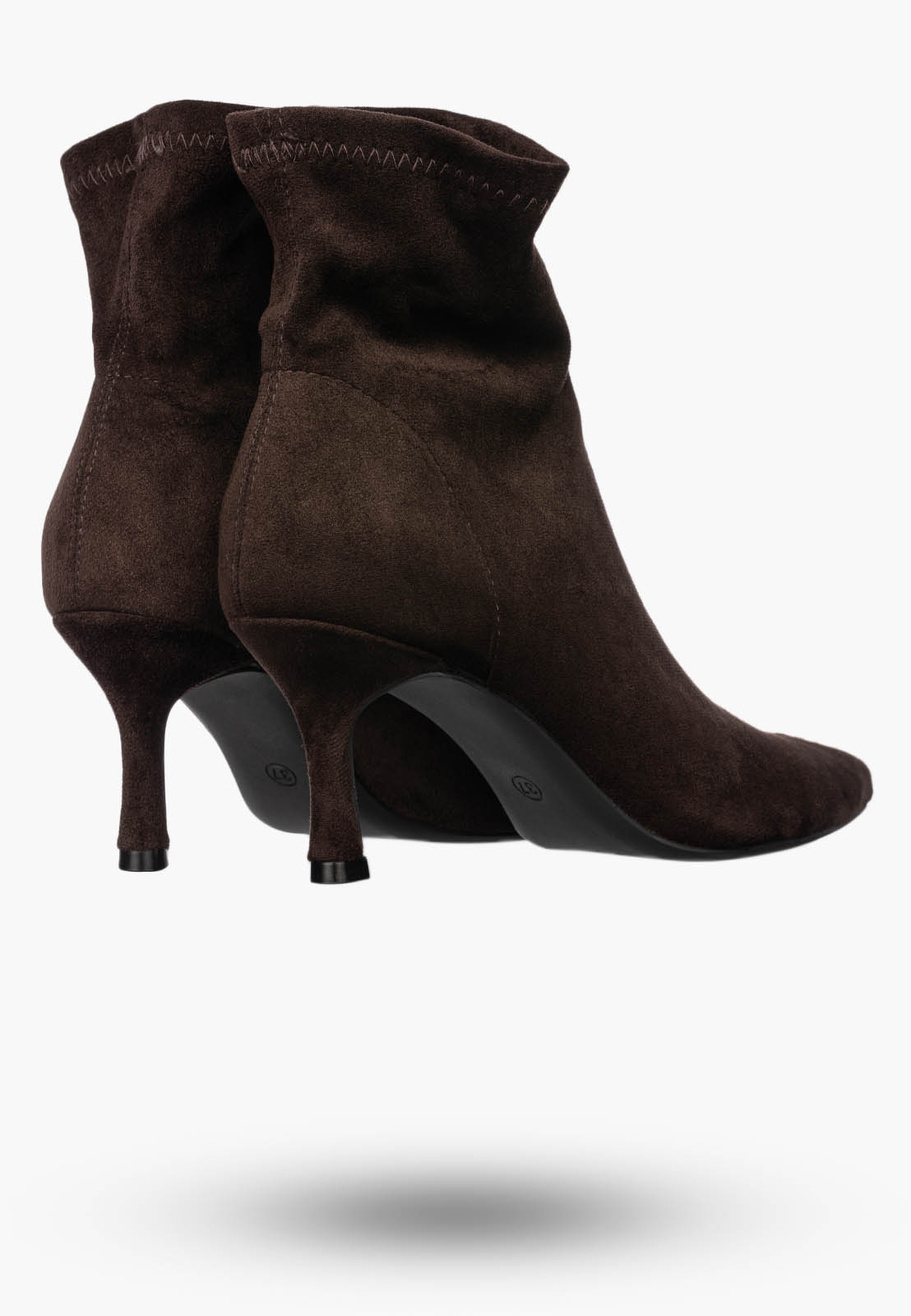 Botki Damskie Buty Na Zimę Za Kostkę Stylowe Wsuwane Brązowe