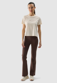 Koszulka Damska 4F T-shirt Z Nadrukiem Beżowy 4FWSS24TTSHF1354