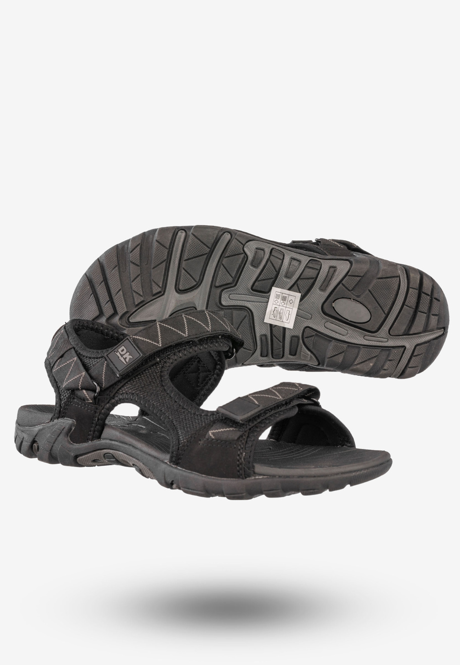 Sandały Męskie Ekoskóra Buty Na Rzepy Letnie DK Czarny/Szary S9507