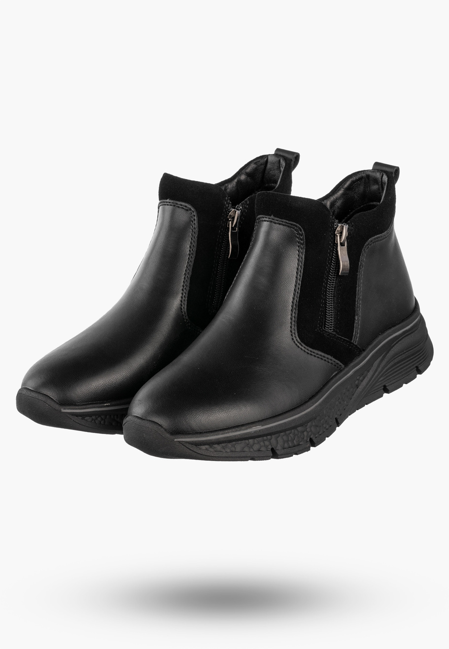 Botki Damskie Skórzane Buty Na Platformie Ocieplane Na Zimę Czarne Filippo DBT7292/25BK