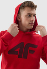 Bluza Męska 4F Z Kapturem Ocieplana Nierozpinana Sportowa Czerwona 4FWSS24TSWSM0950
