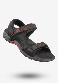 Sandały Męskie Ekoskóra Buty Na Rzepy Letnie DK Czarny/Czerwony S9507
