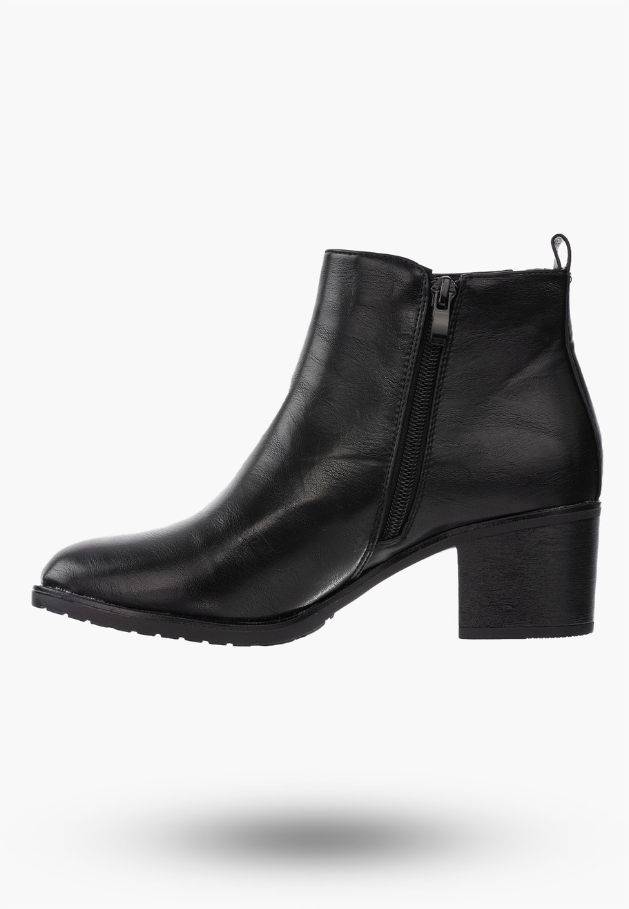 Botki Damskie Buty ze Skóry Ekologicznej Ocieplane Czarne Eleganckie Na Zimę ASA128-2