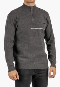 Sweter Męski Półgolf Klasyczny Wygodny Elegancki z Zamkiem Ciemny Szary MUST