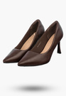 Szpilki Damskie Ekoskóra Eleganckie Buty Na Obcasie Klasyczne Brązowe