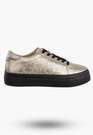 Buty Damskie FILIPPO Skórzane Półbuty Niskie Sneakersy Złote DP6850