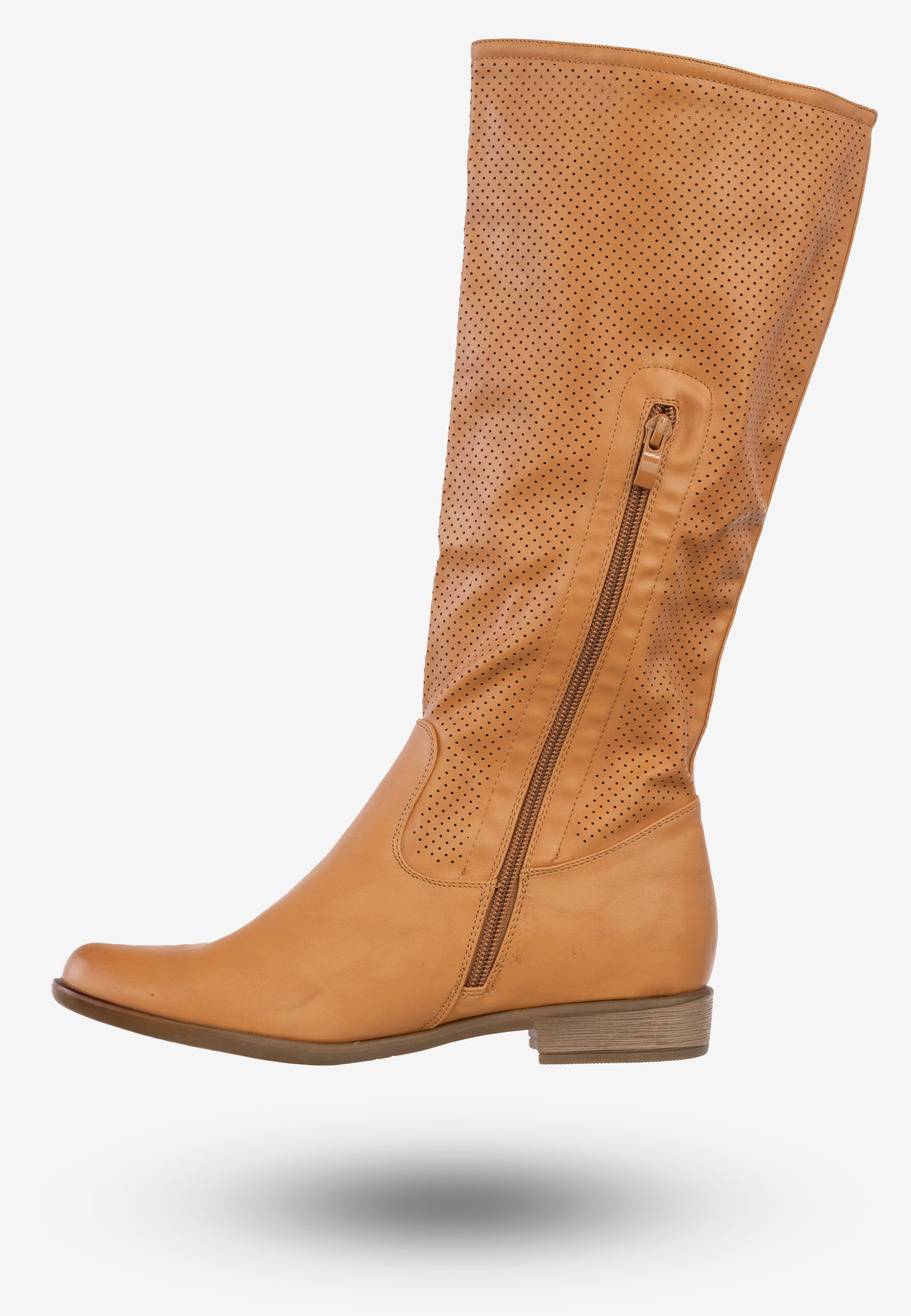 Kozaki Damskie Ekoskóra Buty Na Zimę Jesień Sergio Leone Camel 5018