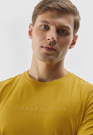 Koszulka Męska 4F Sportowy T-shirt Regular Z Nadrukiem Żółty TTSHM1156