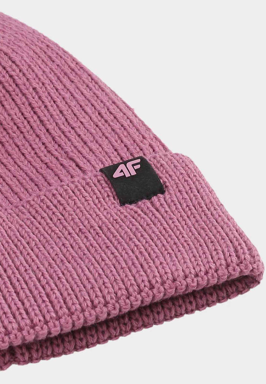 Czapka Uniseks 4F Sportowa Zimowa Beanie Dzianinowa z Pomponem Różowa 4FWAW24ACAPU472