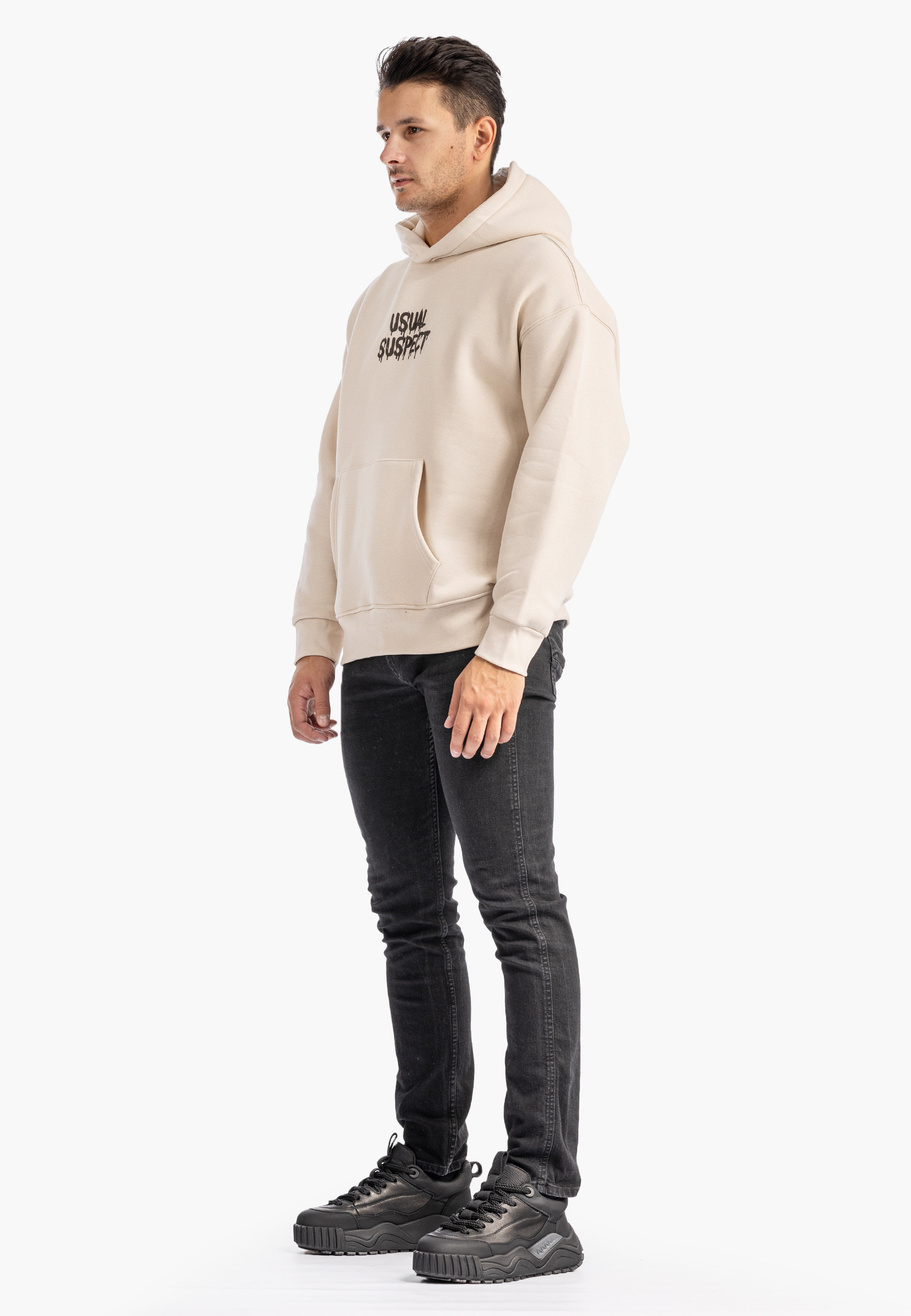 Bluza Męska Z Kapturem Mickey Mouse Casual Streetwear Beżowa 2512
