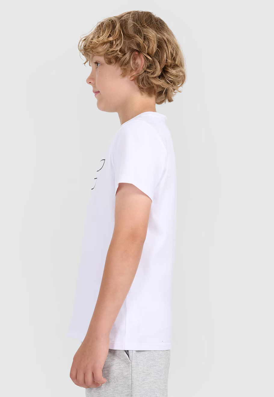 Koszulka Chłopięca 4F T-shirt Z Nadrukiem Biała 4FJWMM00TTSHM2331