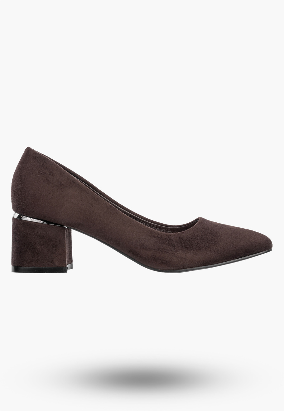 Czółenka Damskie Eleganckie Buty Na Słupku Klasyczne Modne Brązowe GOODIN