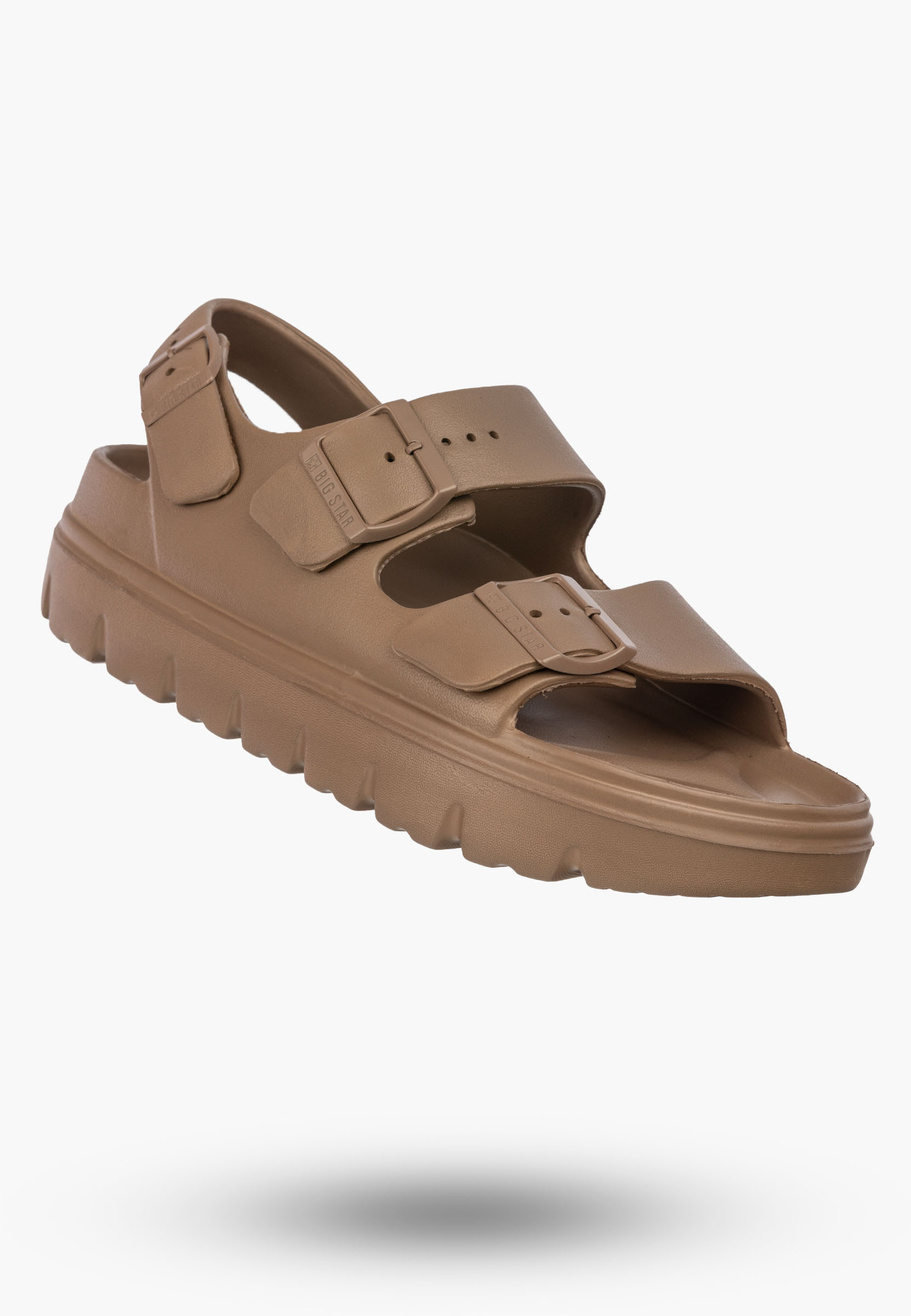 Sandały Damskie BIG STAR Piankowe Buty Letnie Na Klamry Brązowe TT274A035