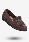 Mokasyny Damskie Buty Ze Skóry Naturalnej Bordowe Korda 1902