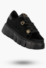 Sneakersy Damskie CheBello Skórzane Buty Modne Półbuty Czarne 4541-503-002-PSK-S352