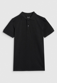 Koszulka Chłopięca 4F T-shirt Polo Z Kołnierzem Czarny 4FJWAW25TPTSM614
