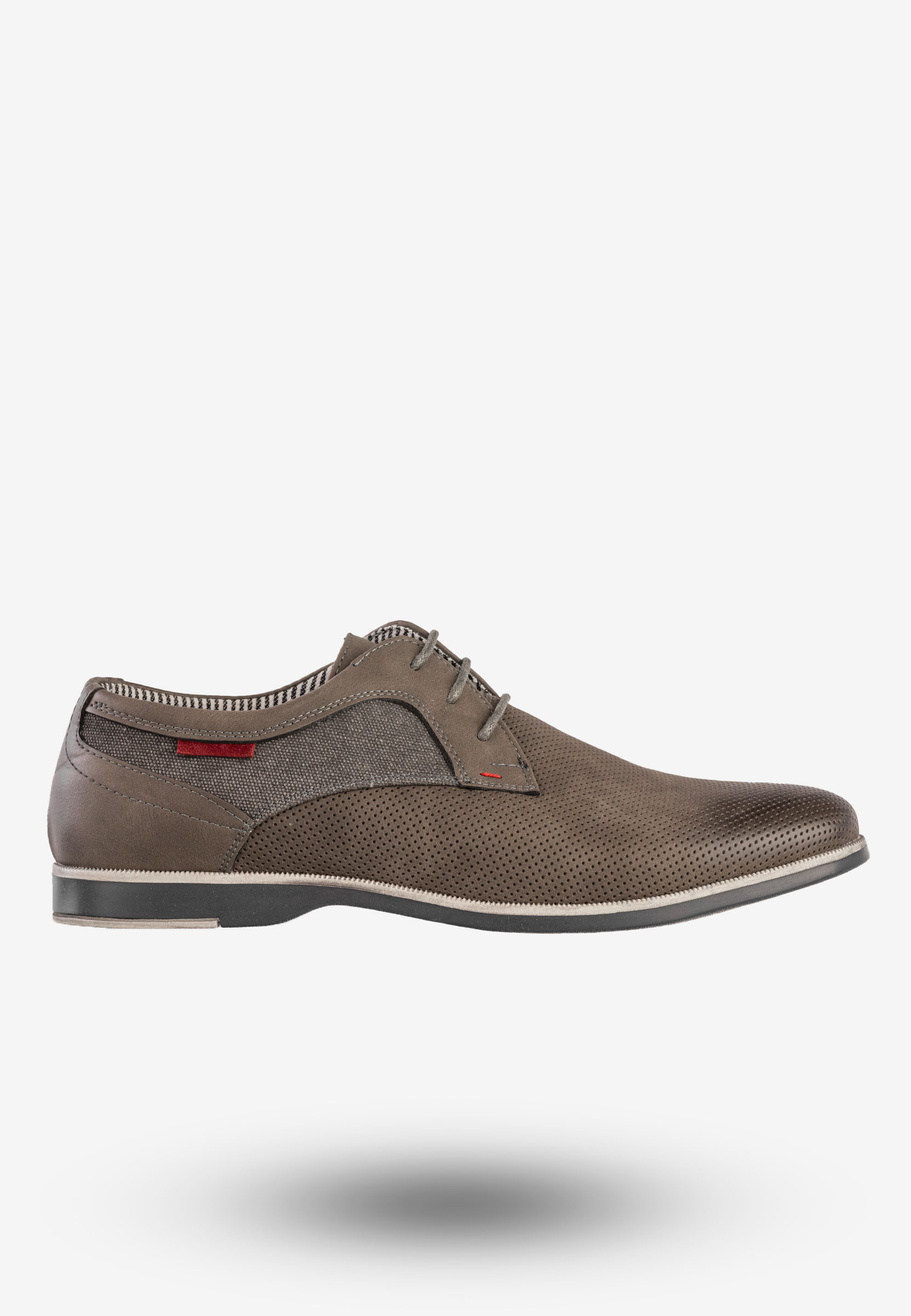 Półbuty Wizytowe Męskie Ekoskóra Buty Eleganckie Szare Goodin GD-LJ26