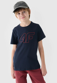 Koszulka 4F Granatowy T-shirt chłopięcy Regular 4FJWMM00TTSHM1627