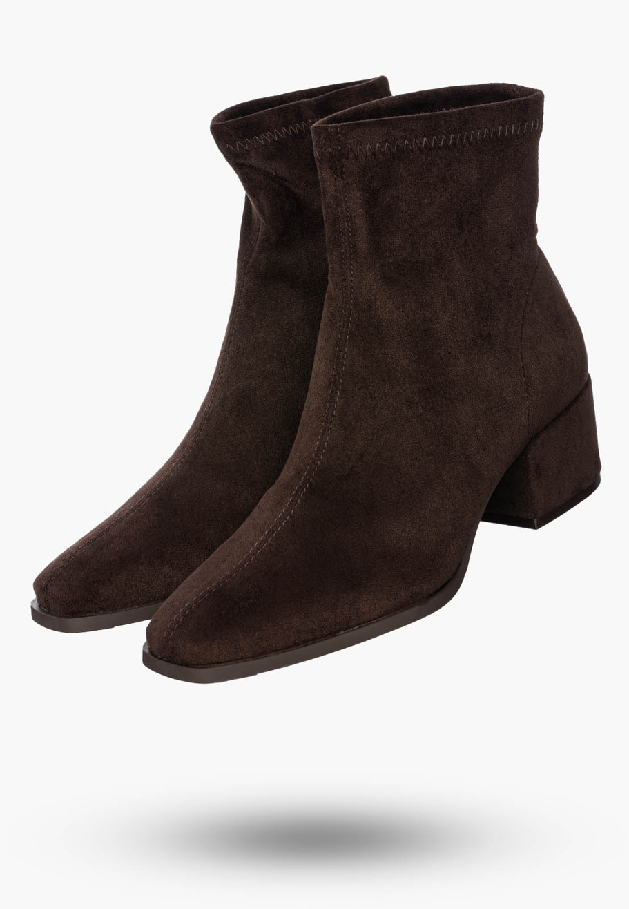 Botki Damskie Buty Wsuwane Eleganckie Stylowe Na Zimę Brązowe