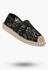 Espadryle Damskie Koronkowe Buty Casual Półbuty Letnie Czarne Potocki