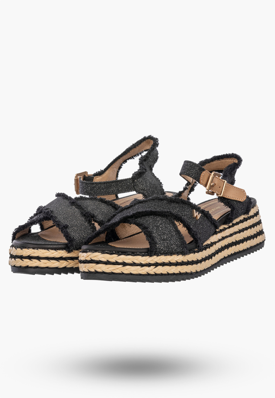 Sandały Damskie Wrangler Na Koturnie Buty Materiałowe Espadryle Granatowe KIM TEX