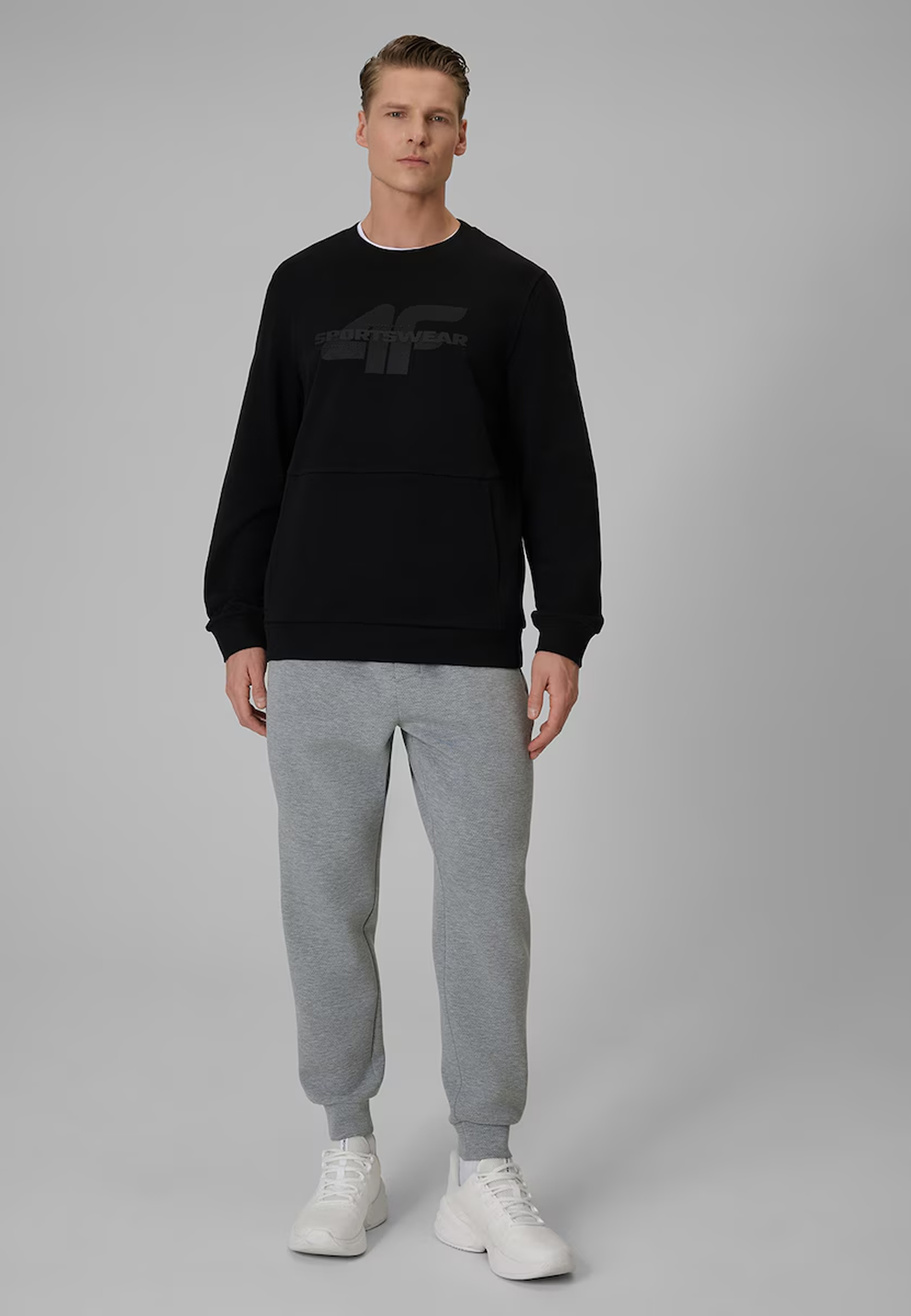 Bluza Męska 4F Sportowa Regular Bez Kaptura Dresowa Czarna 4FWSS26TSWSM2237