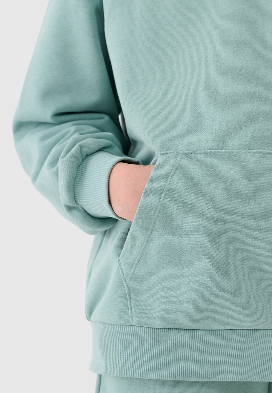 Bluza Dziewczęca 4F Miętowa z Kapturem Oversize 4FJWSS25TSWSF1478