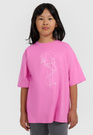 Koszulka Dziewczęca 4F T-shirt Z Nadrukiem Oversize Bawełna Różowy 4FJWAW25TTSHF2395