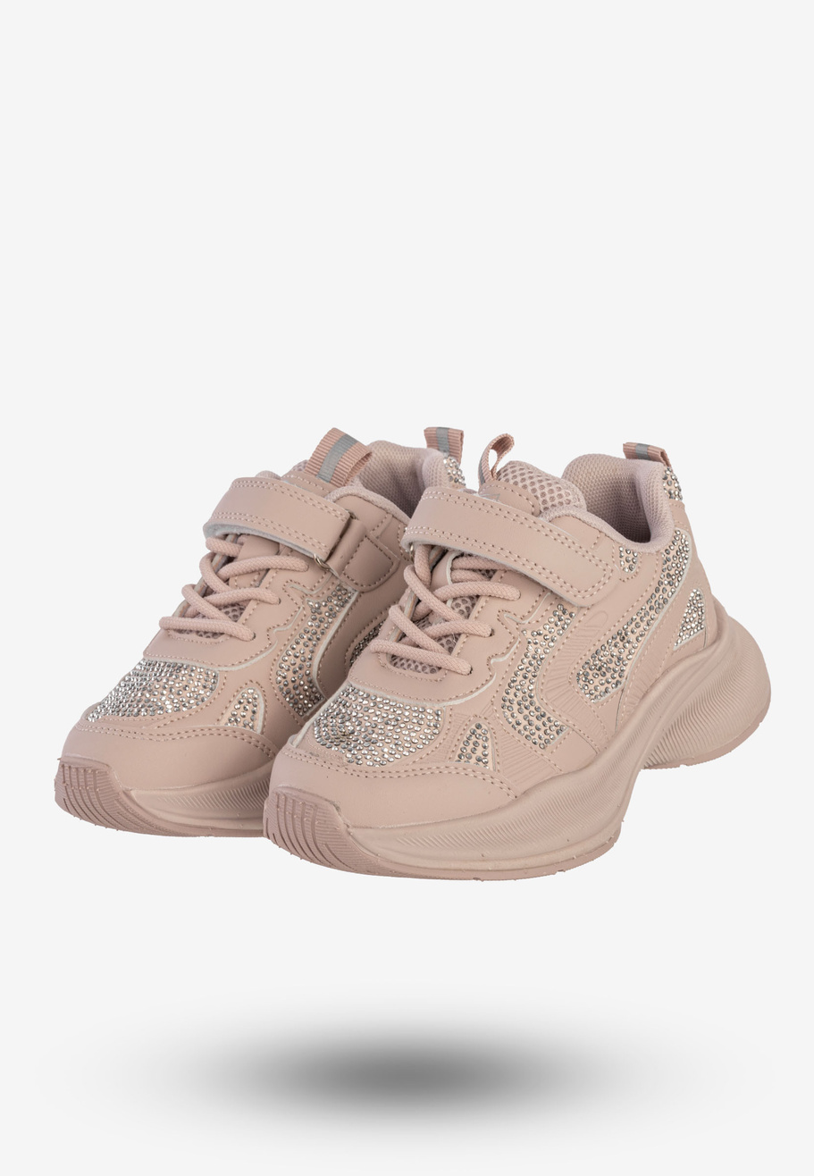 Sneakersy Dziecięce Ekoskóra Buty Sportowe Na Rzepy Półbuty Różowe Apawwa G1814P